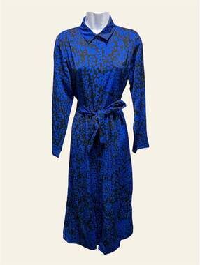 Q2 Blue Animal Print Shirt Dress